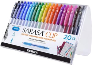 Zebra Pen Sarasa Clip Retractable Gel Pen, 0.5mm Fine Point, Rainbow Assorted Vibrant Ink Color